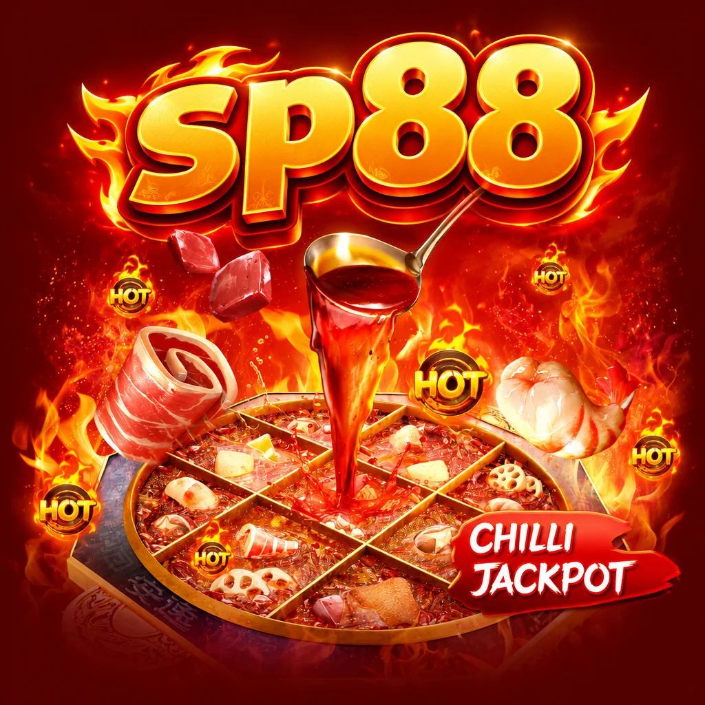sp88 menampilkan visual game Hotpot dengan panci pedas sembilan sekat berkuah cabai dan bahan makanan segar